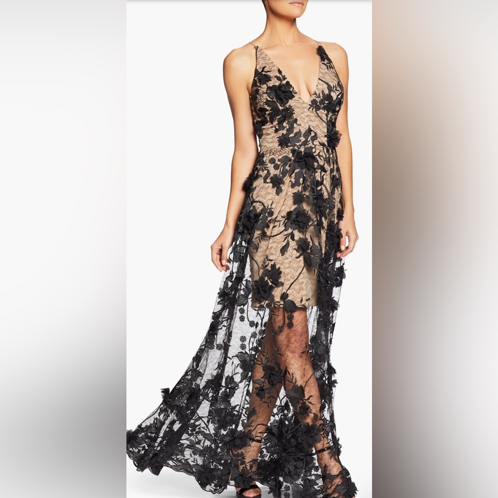 DRESS THE POPULATION DRESS WEDDING GUEST BEIGE BLACK $328